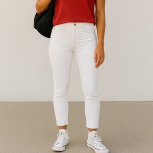 Frame NWT Le High Straight Super Stretch Denim High Rise Skinny Ankle White Sz27